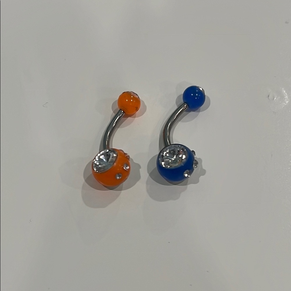 *3 for $10* Orange and Blue Belly Button Rings